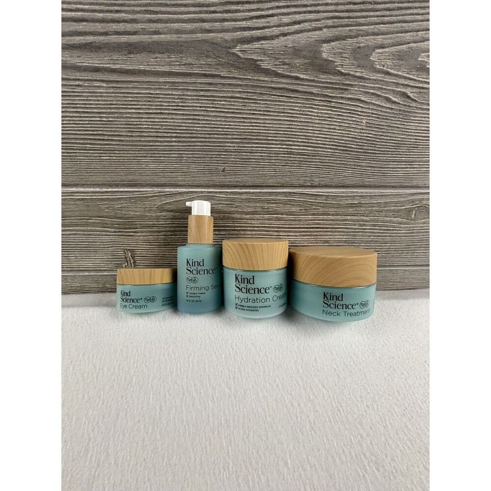 New KIND SCIENCE Kit Neck Treatment, Hydration Cream, Eye Cream, & Firming Serum